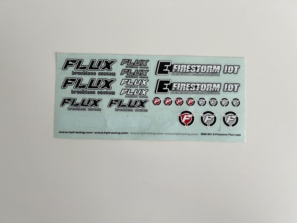 HPI Flux / Firestorm sticker 1/10 rc auto, Ophalen of Verzenden, Nieuw, Overige schalen, Auto offroad