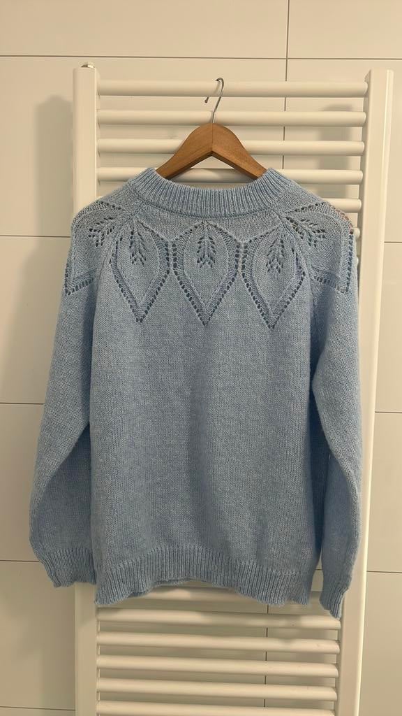 Trui retro gebreid gehaakt lichtblauw maat S zgan!, Ophalen of Verzenden, Zo goed als nieuw, Maat 36 (S), Blauw