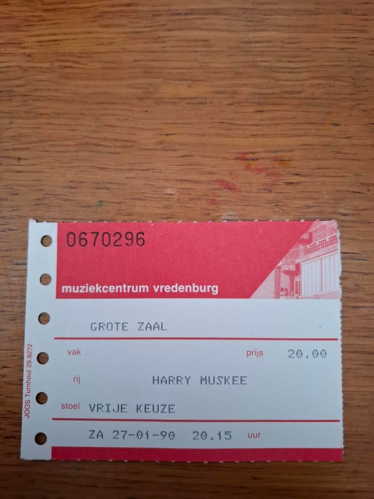 Entreekaart Harry Muskee 1990, Ophalen of Verzenden, Foto of Kaart