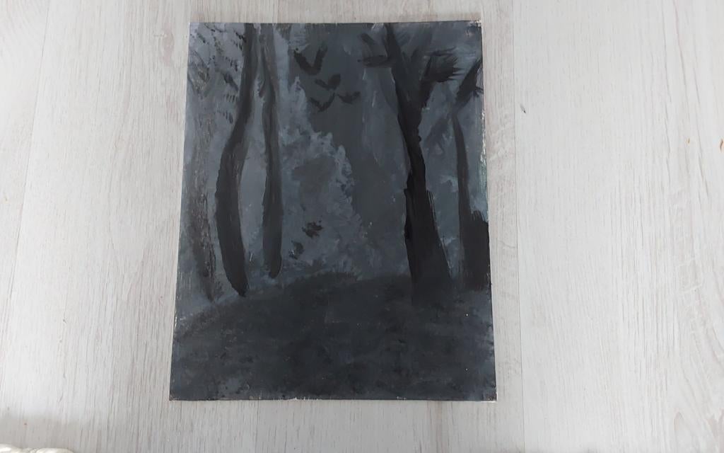 Donkere bos schilderij, Antiek en Kunst, Ophalen of Verzenden