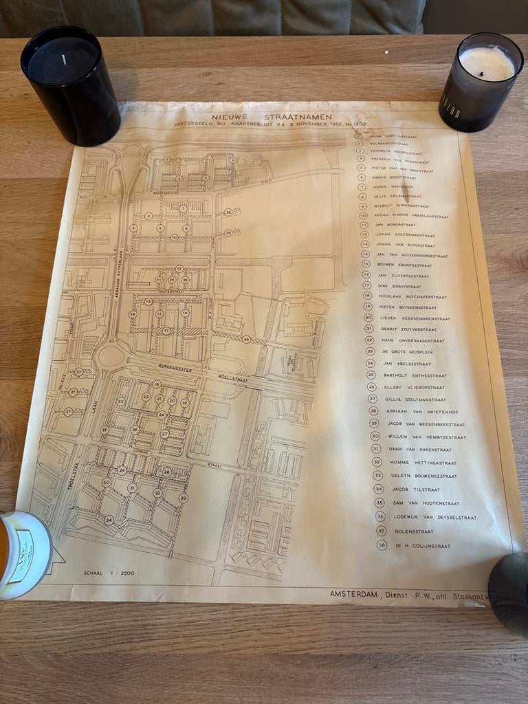 Vintage Amsterdam Geuzenveld Stratenkaart 1955, Landkaart, 1800 tot 2000, Nederland, Ophalen