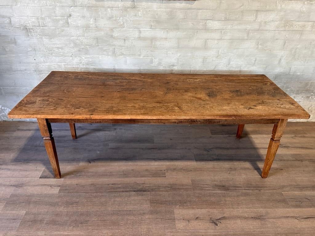 Boerentafel met 1 lade - 232 x 96,5 cm + 77 cm hoog, Huis en Inrichting, Tafels | Eettafels, Gebruikt, Eikenhout, 200 cm of meer