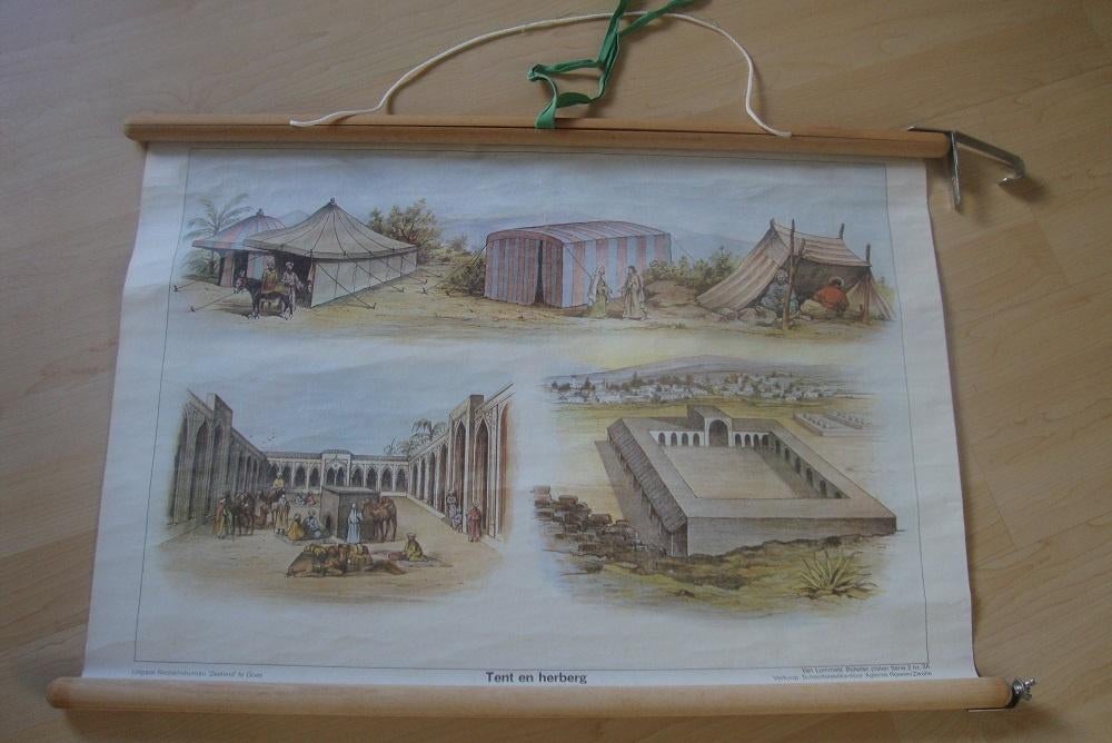 SCHOOLPLAAT Tent en Herberg Van Lummel Bijbelse platen, Ophalen of Verzenden, Overige thema's