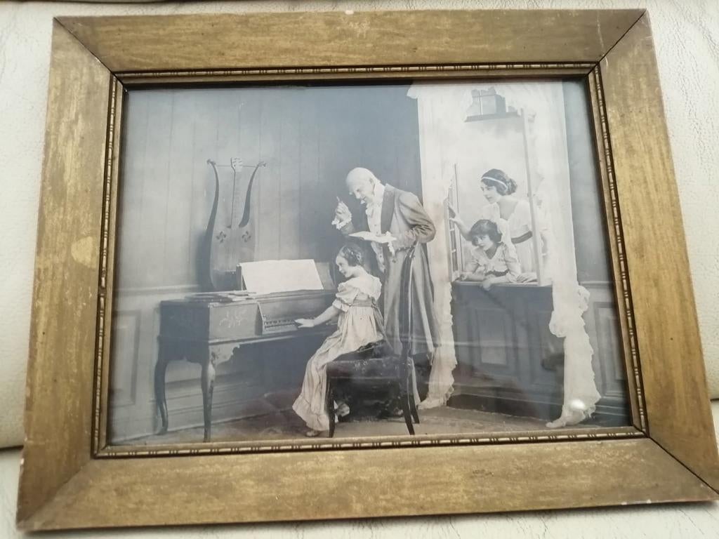 klavecimbel lyer gitaar muziekles antieke foto, Ophalen