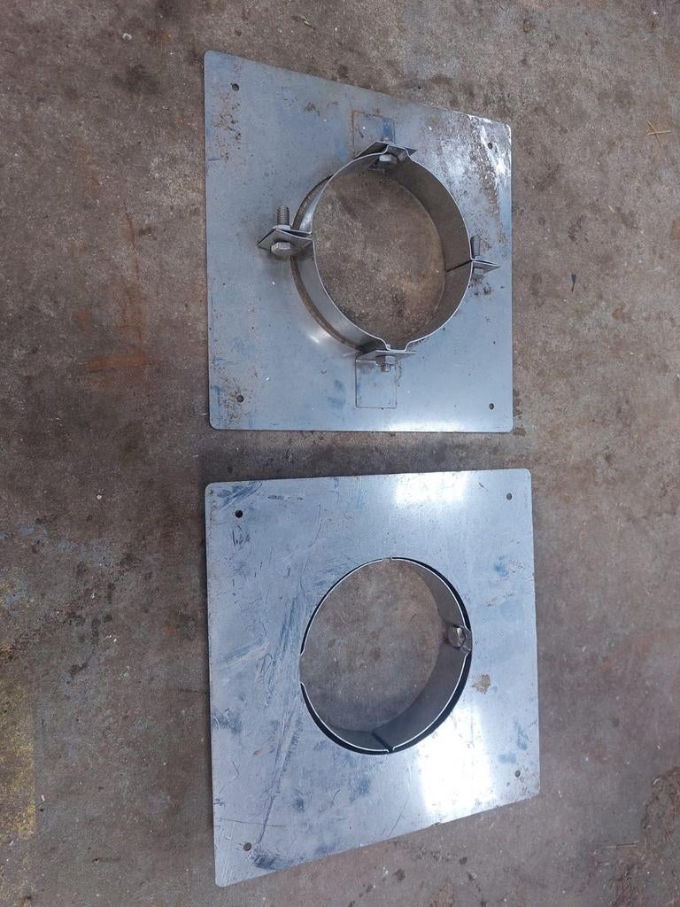RVS Afdekplaat Schoorsteen Doorvoer 150mm, Gebruikt, Minder dan 30 cm, Kachel, Minder dan 60 cm