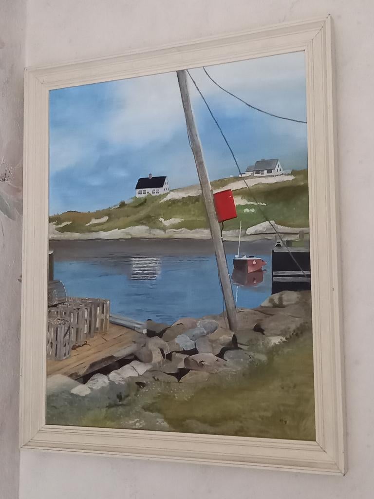 Prachtig schilderij kustlandschap Peggy's Cove NF'91 40x50cm, Antiek en Kunst, Ophalen of Verzenden
