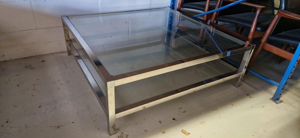 Design glas salontafel Jan des bouvrie, 100 tot 150 cm, Rechthoekig, 50 tot 100 cm, Ophalen of Verzenden