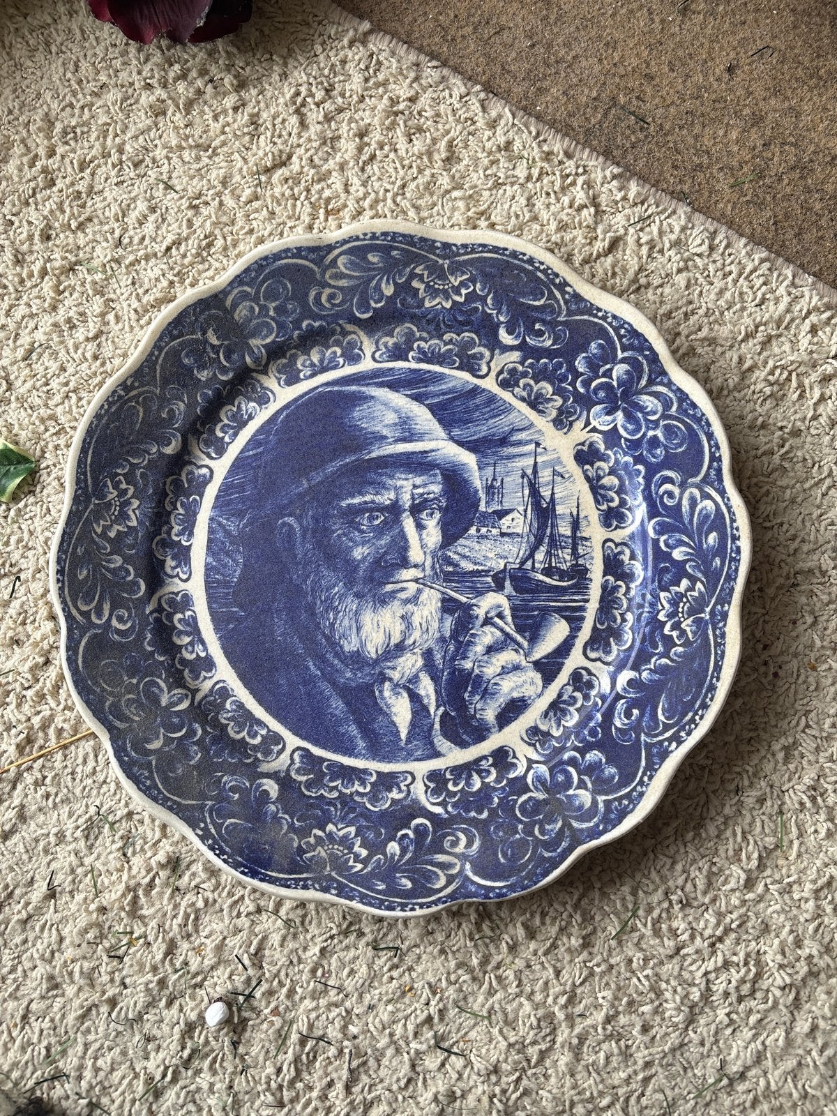 Boch Frères Wandbord 'De Visser' - Blauw en Wit, Ophalen of Verzenden