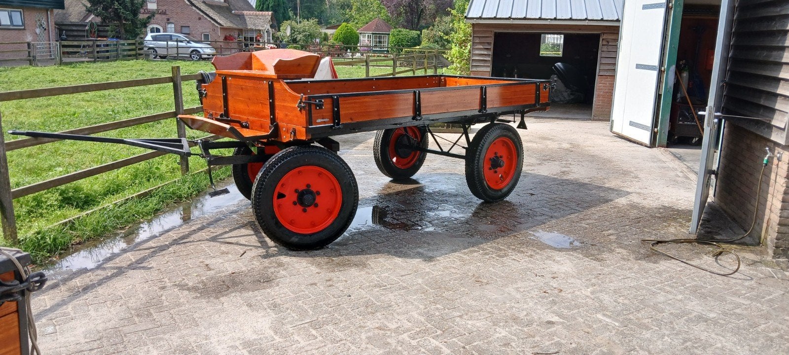 oltimer boerenwagen plattekar., Ophalen