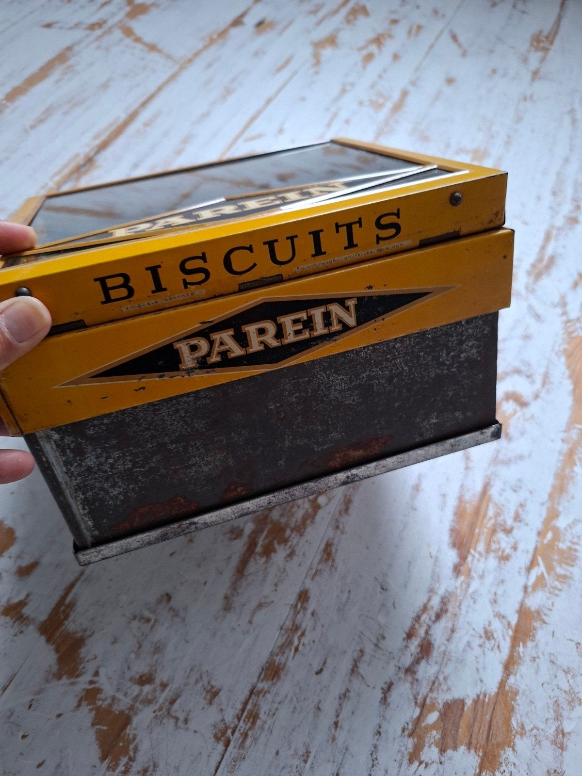Vintage koekblik Parein/Verkade, Ophalen of Verzenden, Gebruikt, Koek(jes), Verkade