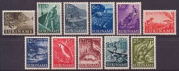 Suriname NVPH nr 297/07 postfris Div. voorstellingen 1953-54, Ophalen of Verzenden, Postfris