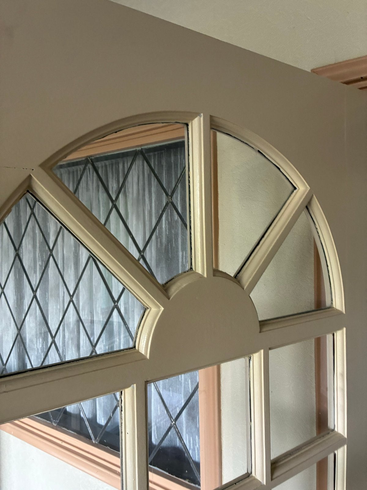 Vintage hardhouten binnendeur met glas in lood, Gebruikt, 80 tot 100 cm, Binnendeur, Ophalen of Verzenden