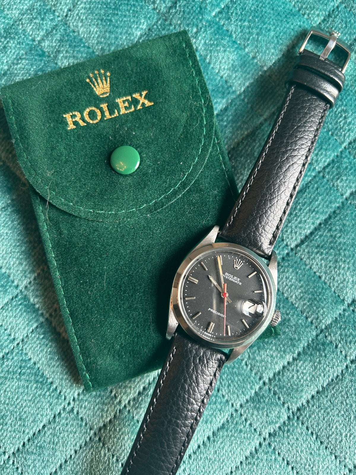 Rolex Oysterdate Precision - Red Hand (ref. 6694) - Vintage, Polshorloge, Ophalen of Verzenden, Leer, Gebruikt