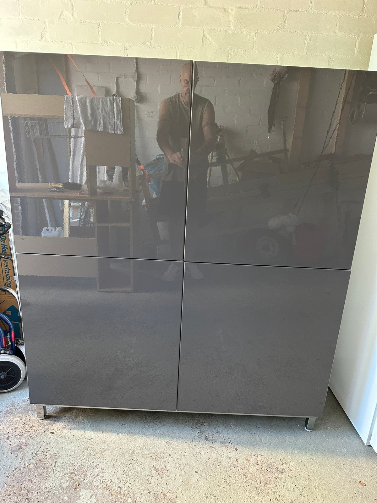 Kast hoogglans 4 deuren greeploos, Ophalen, Met deur(en), 100 tot 150 cm, 50 tot 100 cm