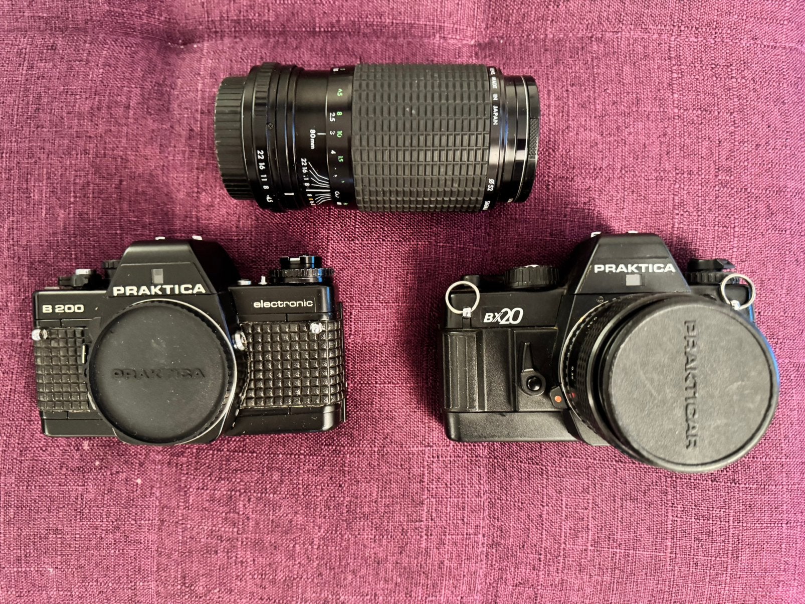Praktica camera BX 20 en Praktica B200 + diverse objectieven, Audio, Tv en Foto, Fotocamera's Analoog, Ophalen, Gebruikt, Spiegelreflex