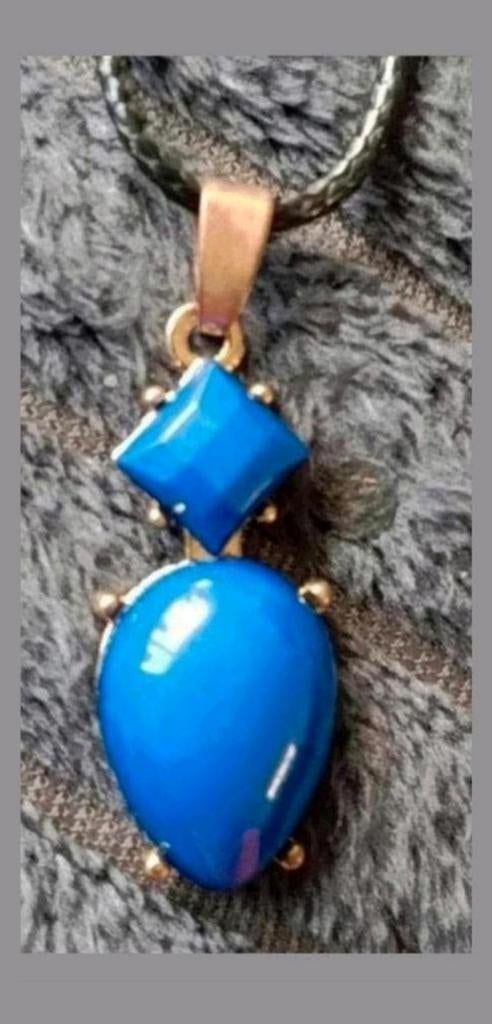 Ketting blauwe steen, Verzenden, Nieuw, Goud, Met hanger