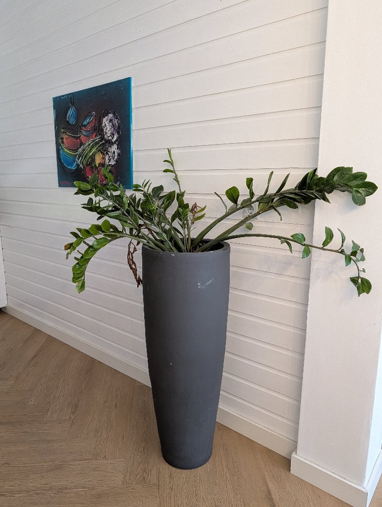 Plantenpot metaal antraciet, Tuin en Terras, Bloempotten, Rond, Nieuw, Balkon, Metaal