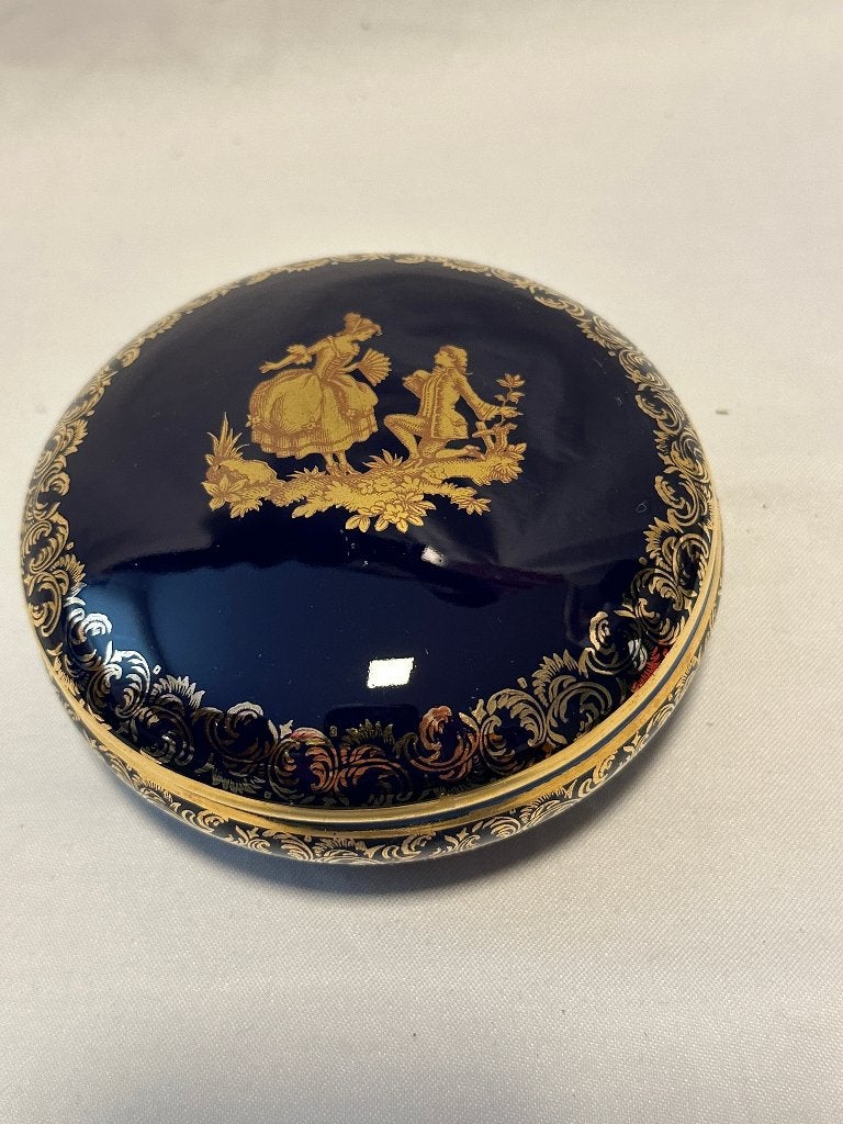 Vintage Limoges (vergulde) verkeringspaar porseleinen doosje, Antiek en Kunst, Ophalen of Verzenden