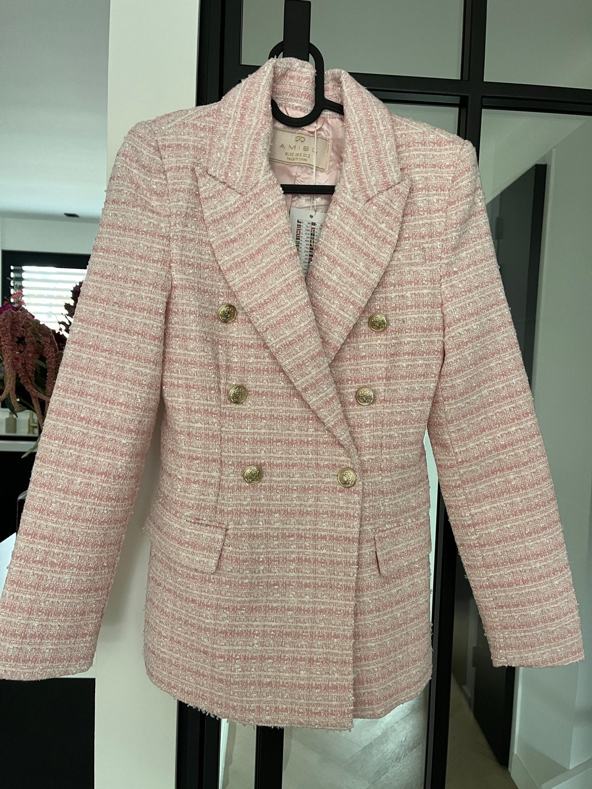 Roze tweed blazer met gouden knopen - Amisu, Kleding | Dames, Nieuw, Ophalen of Verzenden, Jasje, Roze