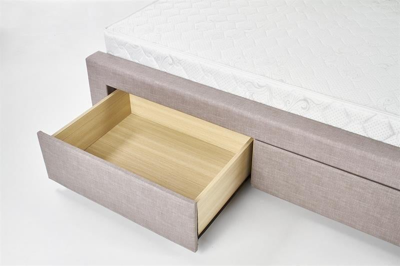 VOORRAAD Gestoffeerd Beige tweepersoonsbed 160x200 cm NIEUW, Beige, Ophalen of Verzenden, 200 cm, 160 cm