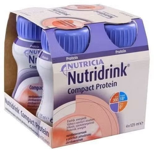 Nutridrink Compact Protein Aardbei 48 flesjes - 4x125ml, Ophalen of Verzenden, Nieuw, Poeder of Drank