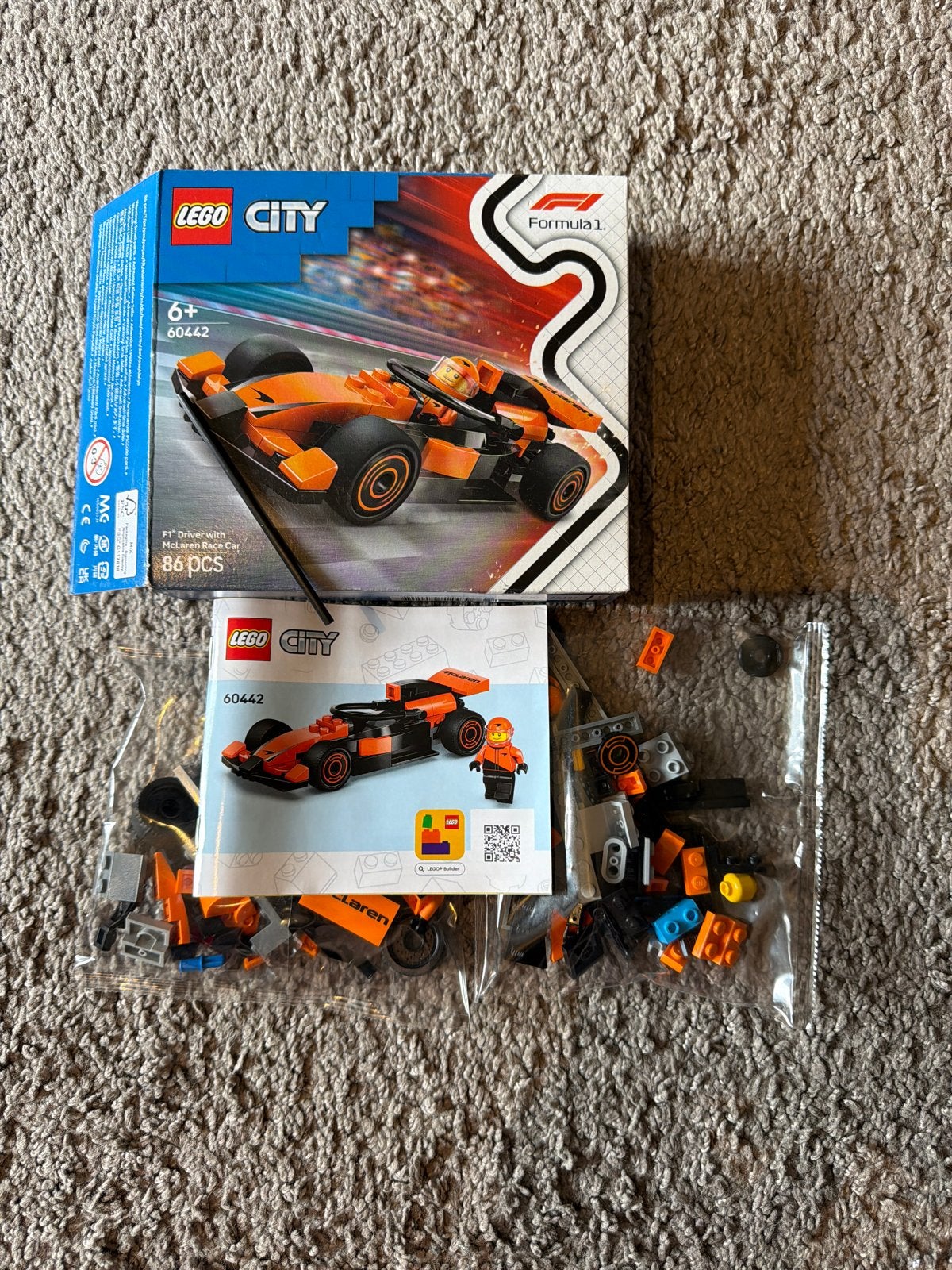 LEGO City 60442 F1 McLaren Race Car - Ongeopend, Ophalen of Verzenden, Zo goed als nieuw, Overige merken
