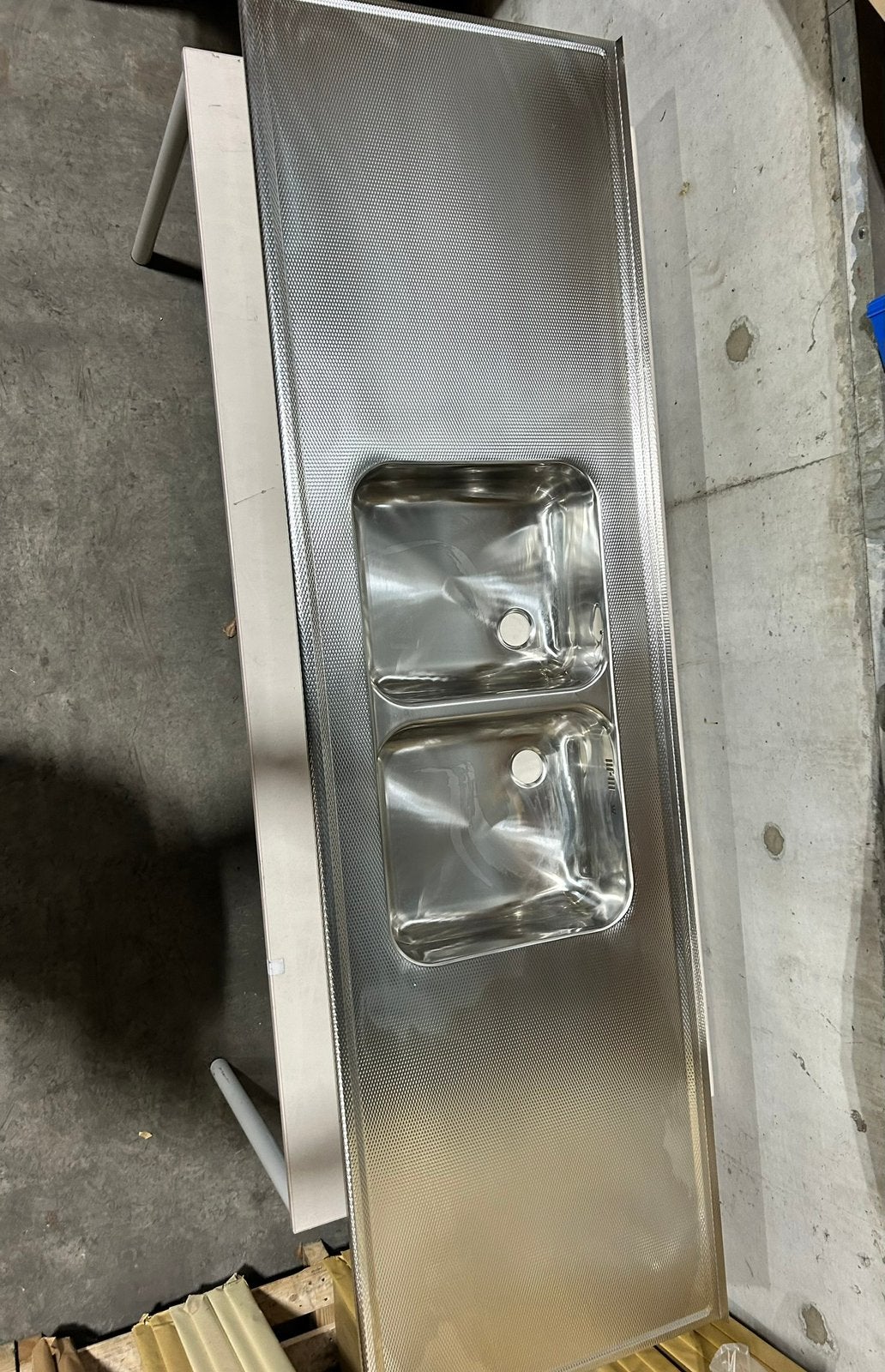 RVS 211,5X60 Wafel Dubbele bak, Ophalen of Verzenden, Zo goed als nieuw, 50 tot 75 cm, Minder dan 100 cm