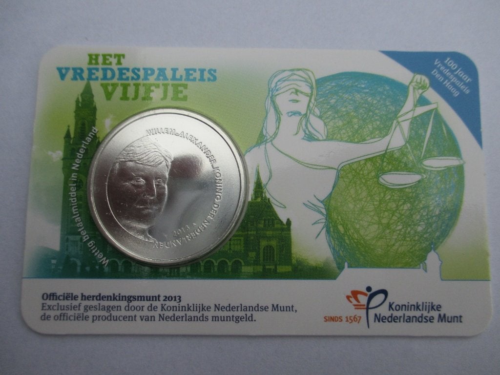 Coincard het Vredespaleis vijfje 2013, Ophalen of Verzenden, Koningin Beatrix, Euro's, Setje