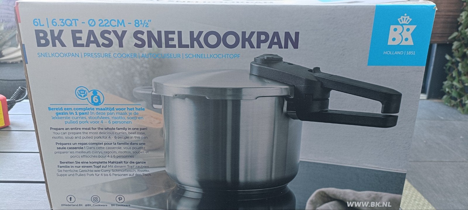 BK Easy Snelkookpan 6L - Nieuw in verpakking, Snelkookpan, Met deksel, BK, Nieuw