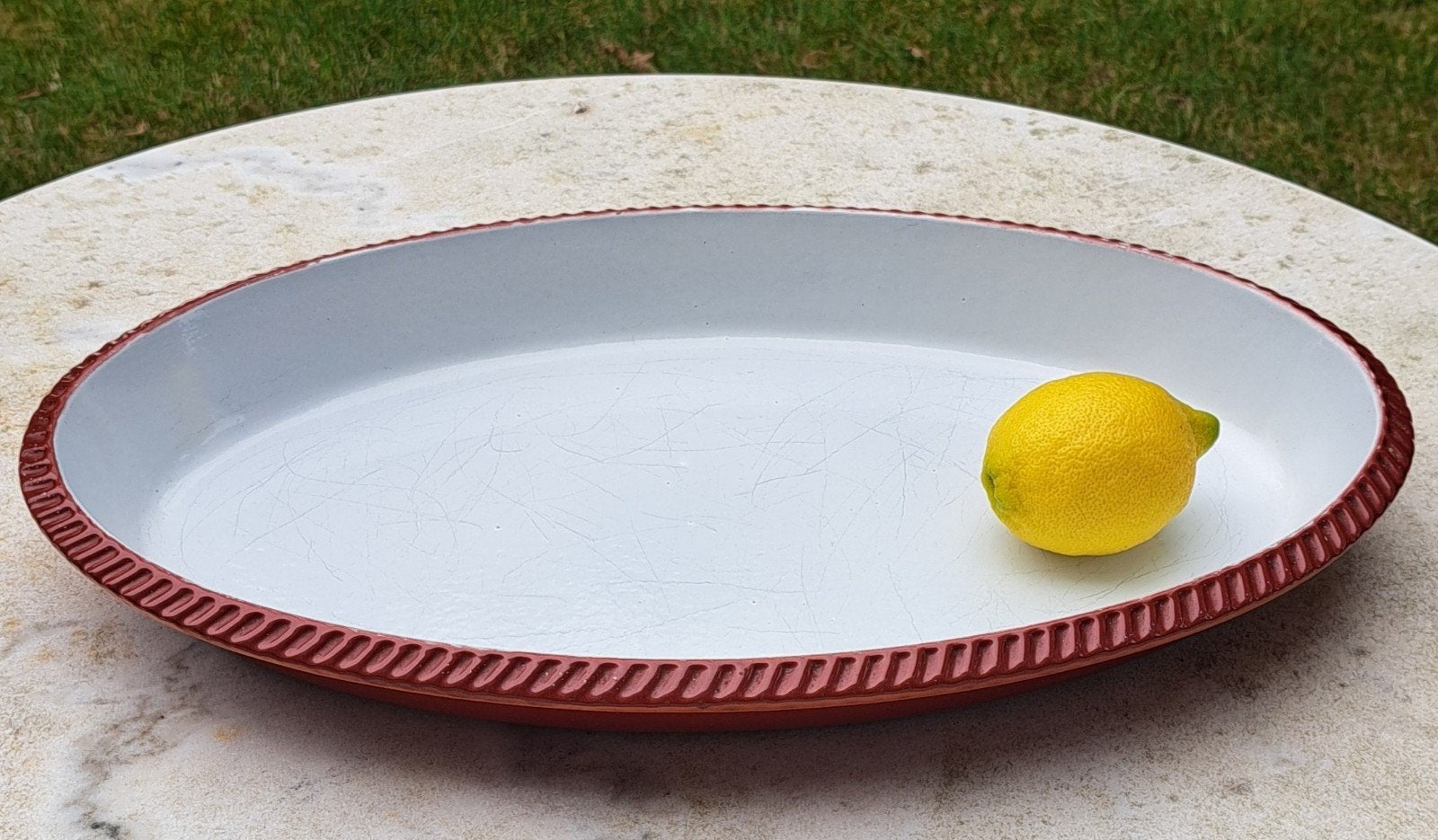 Ovale gietijzeren ovenschaal maat 40 koken BBQ emaille, Ophalen of Verzenden
