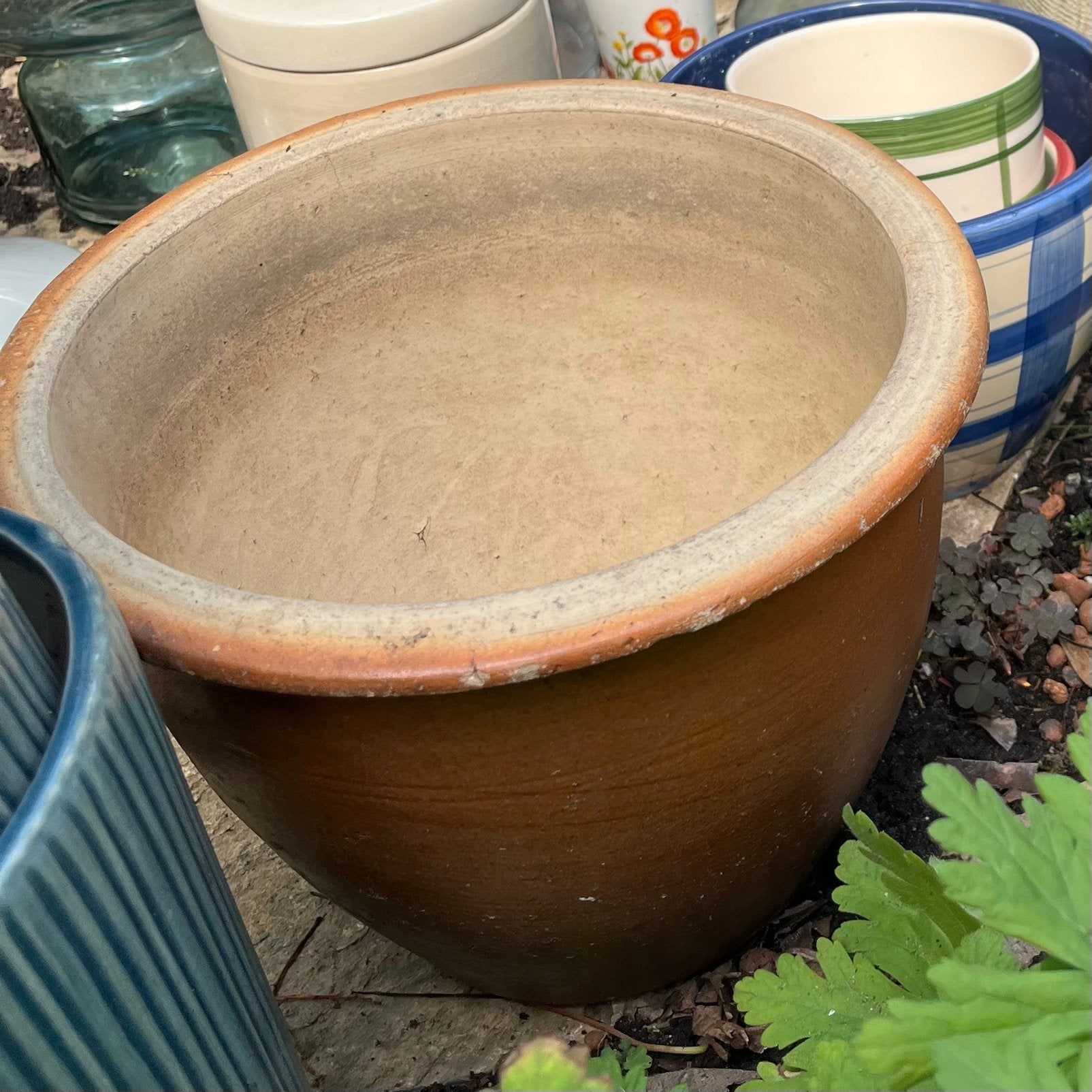 Mooie grote bruine pot, Tuin en Terras, Ophalen, Rond, Zo goed als nieuw, Aardewerk