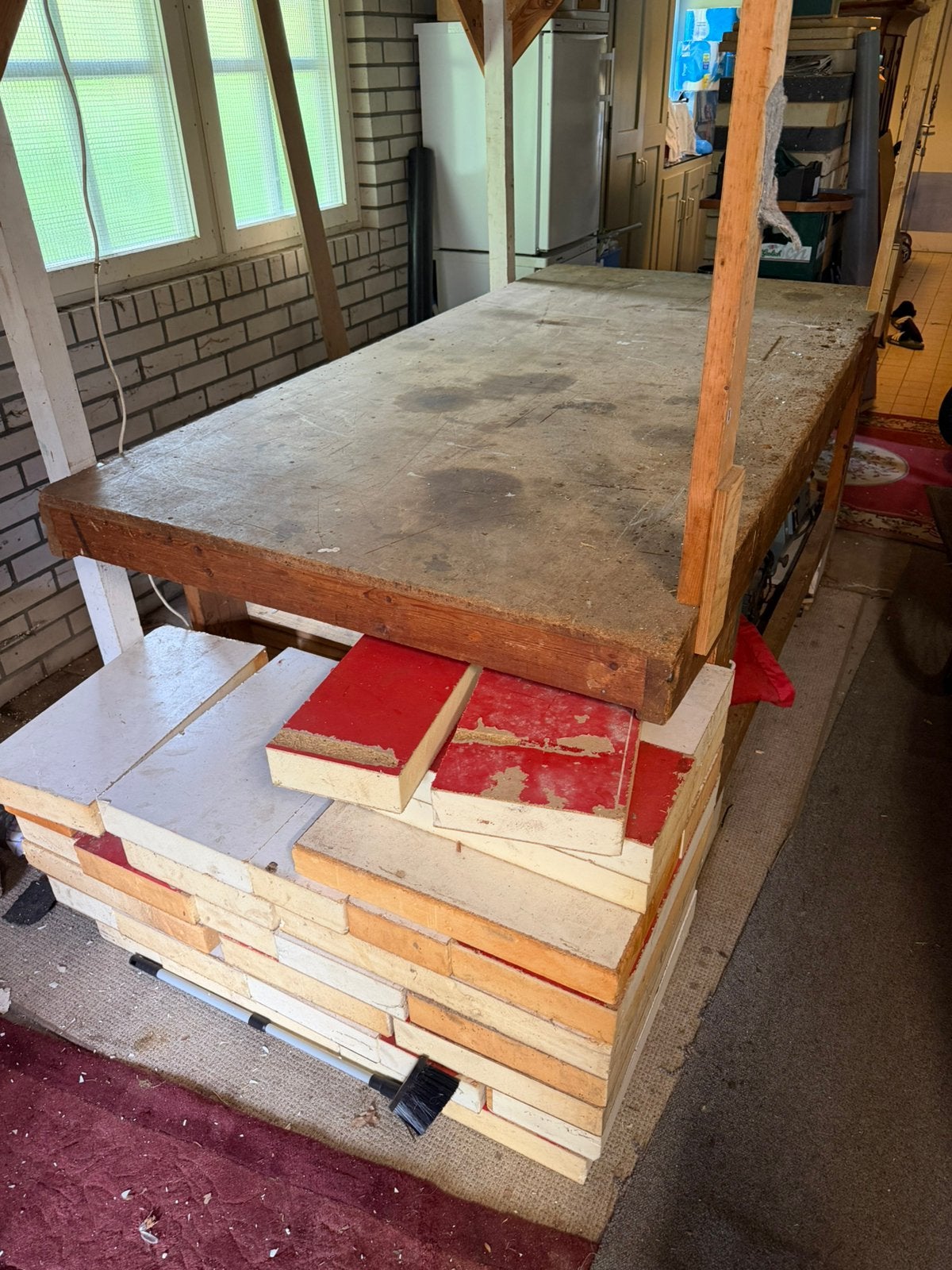 Houten werkbank gratis, Doe-het-zelf en Verbouw, Minder dan 25 mm, Ophalen of Verzenden, Zo goed als nieuw, Pallet