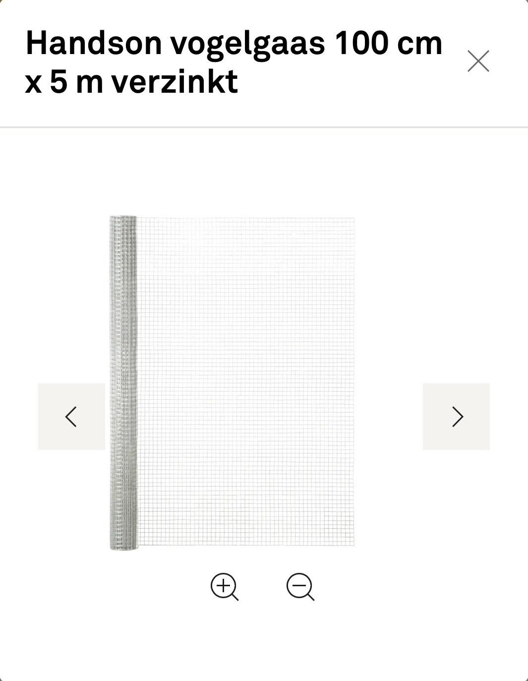 Vogelgaas 1m x 2m +/-, Ophalen, Zo goed als nieuw, Minder dan 10 meter