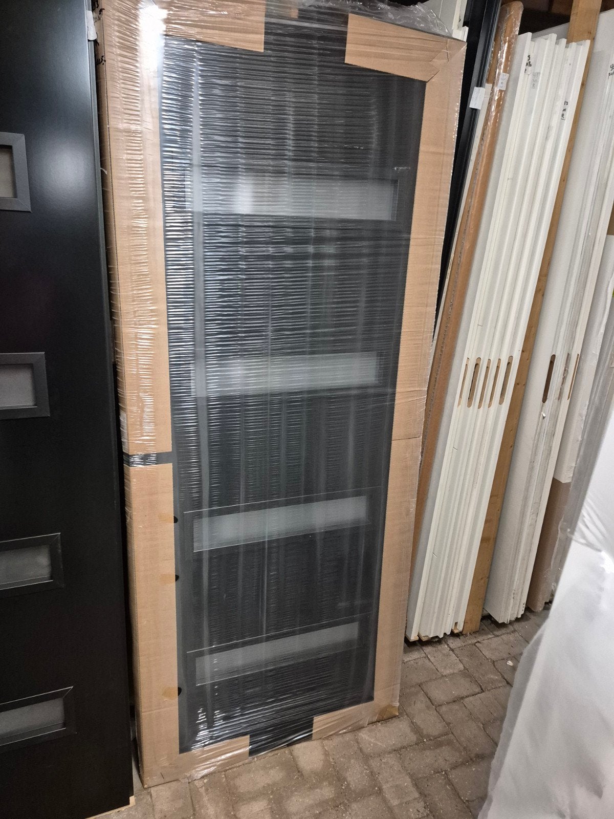 83x201,5cm binnendeur opdek rechts zwart met mat glas TW1, Doe-het-zelf en Verbouw, Deuren en Horren, 80 tot 100 cm, ., Binnendeur