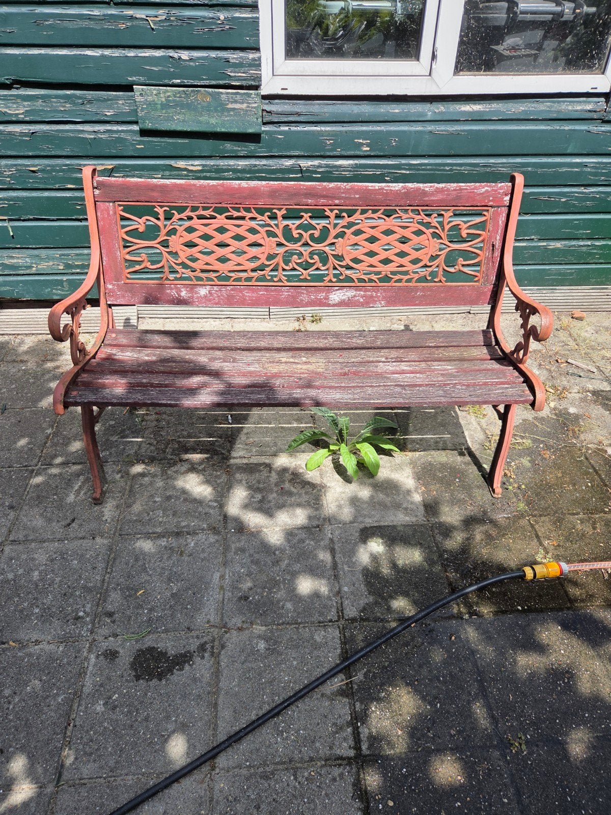 Gietijzeren tuinbank, opknapper, Tuin en Terras, Tuinbanken, Ophalen of Verzenden, Gebruikt, Metaal