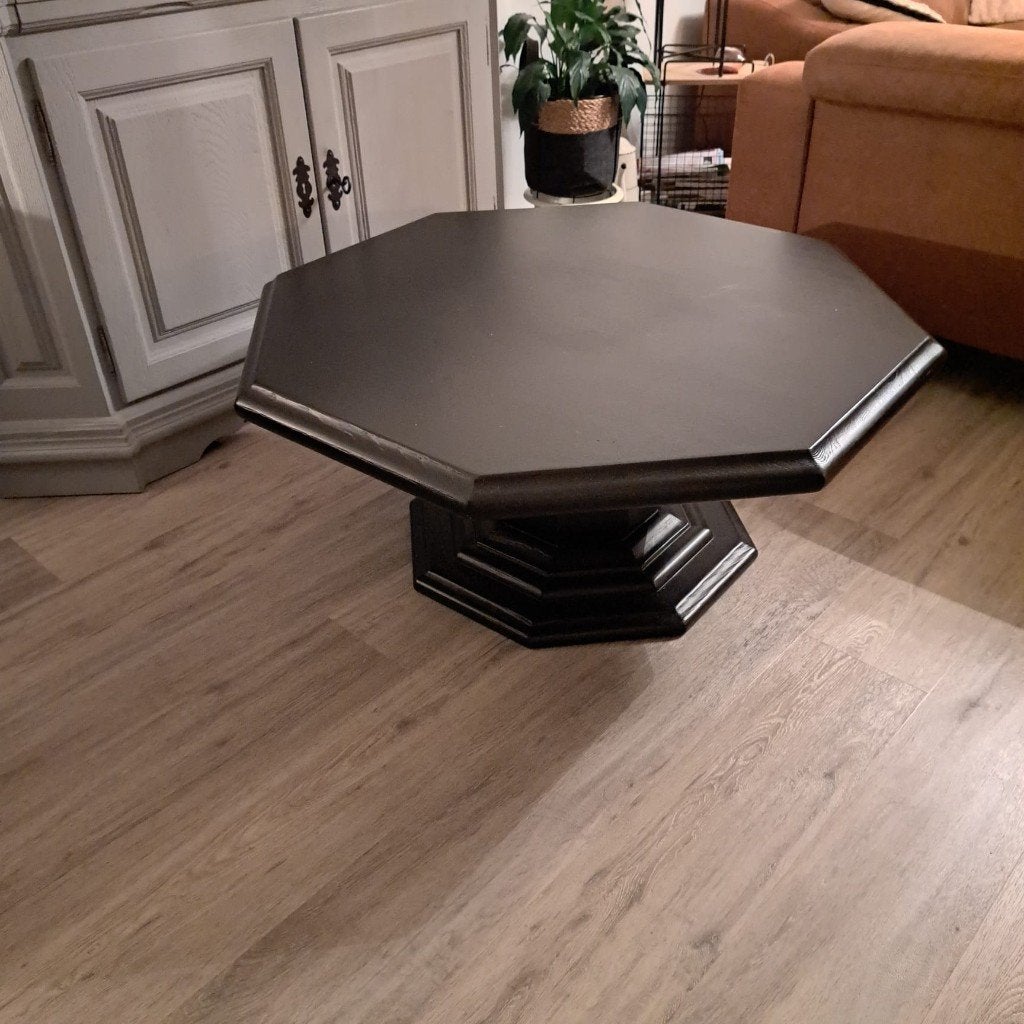Salontafel achthoekig eiken, Ophalen, Gebruikt, 100 tot 150 cm, Eikenhout
