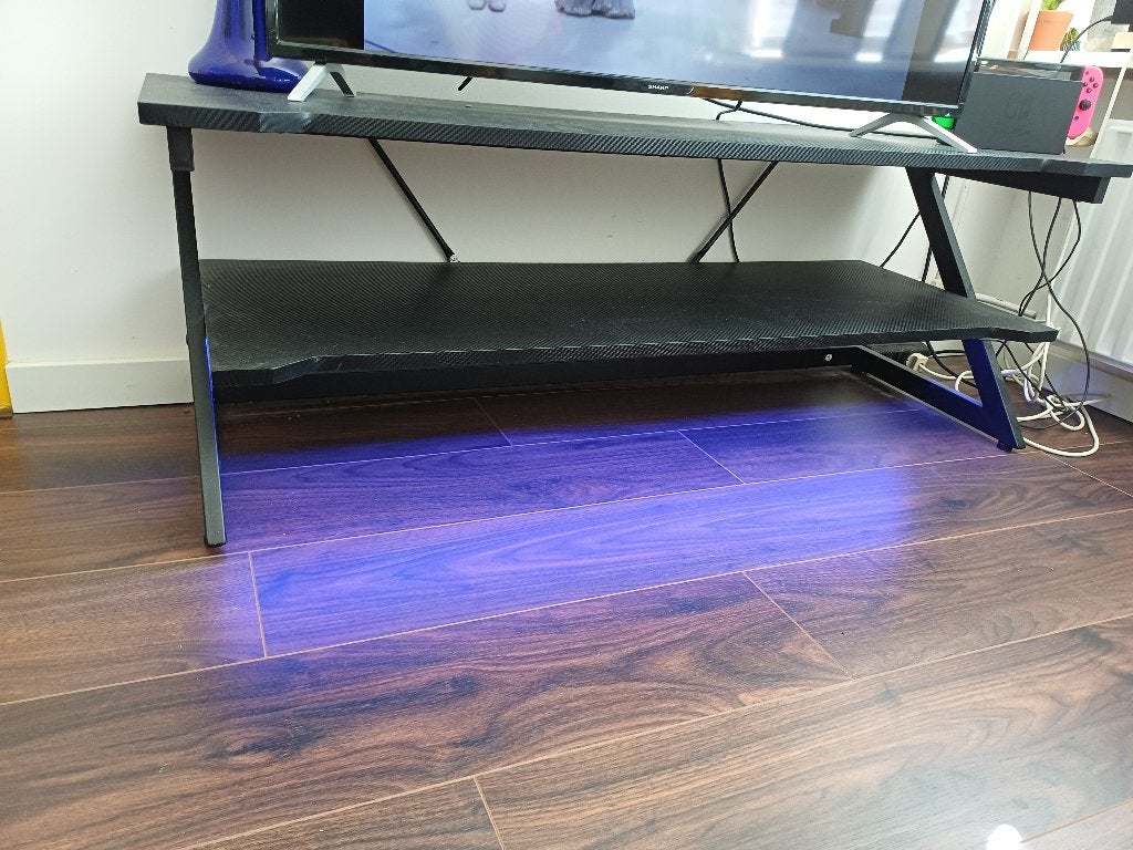 TV-meubel met LED verlichting, Ophalen, 100 tot 150 cm, Zo goed als nieuw, Minder dan 100 cm
