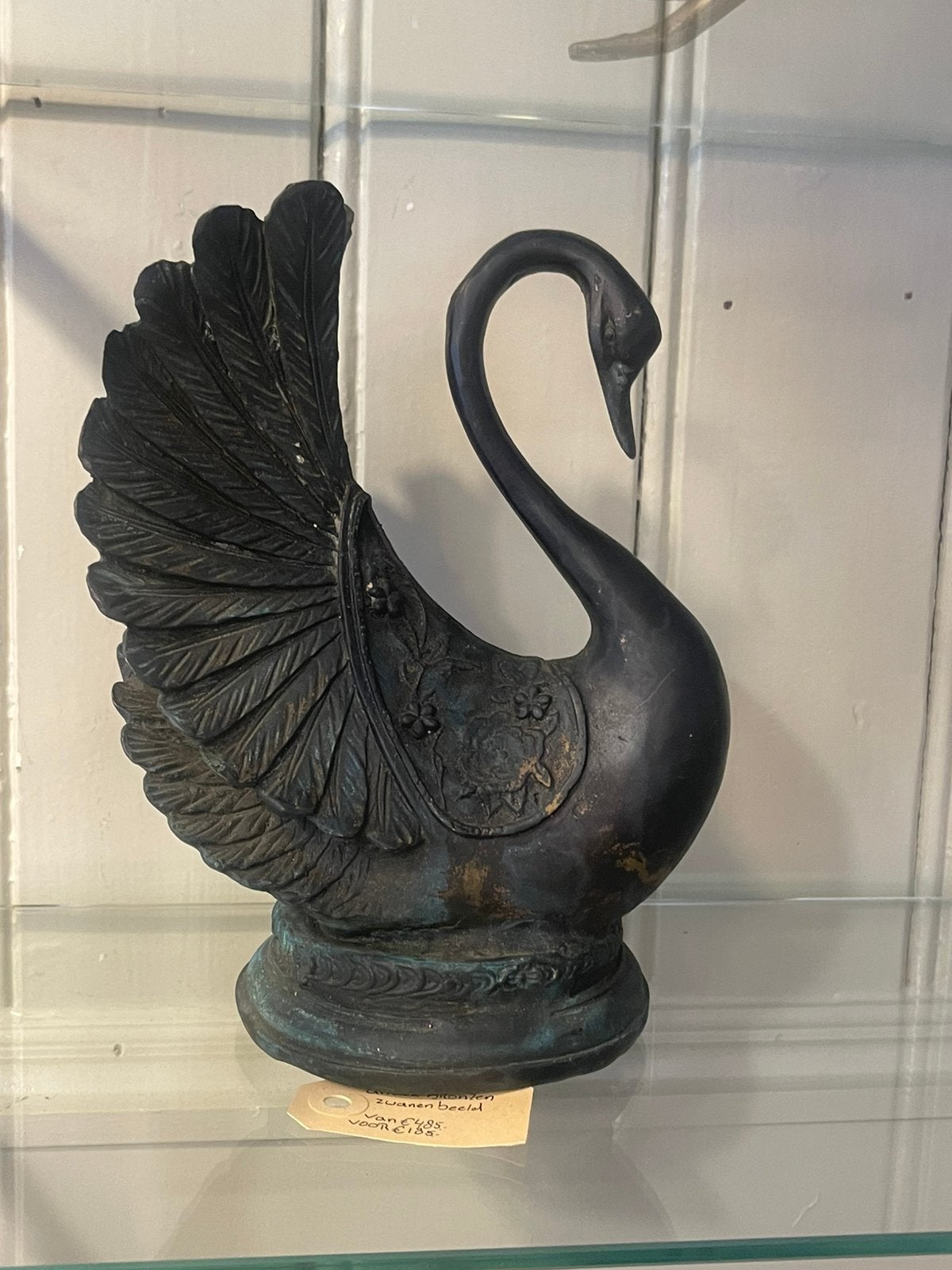 Antieke bronzen zwaan beeld, Ophalen of Verzenden