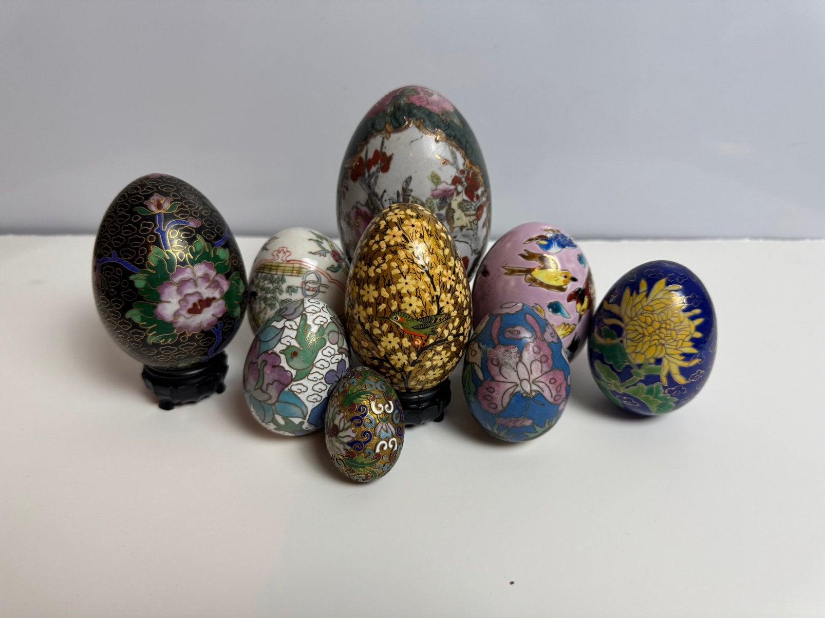 Lot van 9 prachtige vintage decoratieve eieren, Ophalen of Verzenden, Zo goed als nieuw, Overige typen