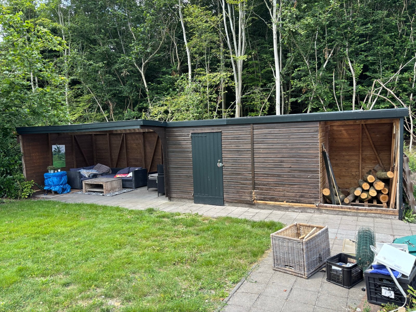 Voormalig kippenhok 5,6 x 2 met overkapping 5 x 3, Ophalen, Gebruikt, Hout, Overige typen