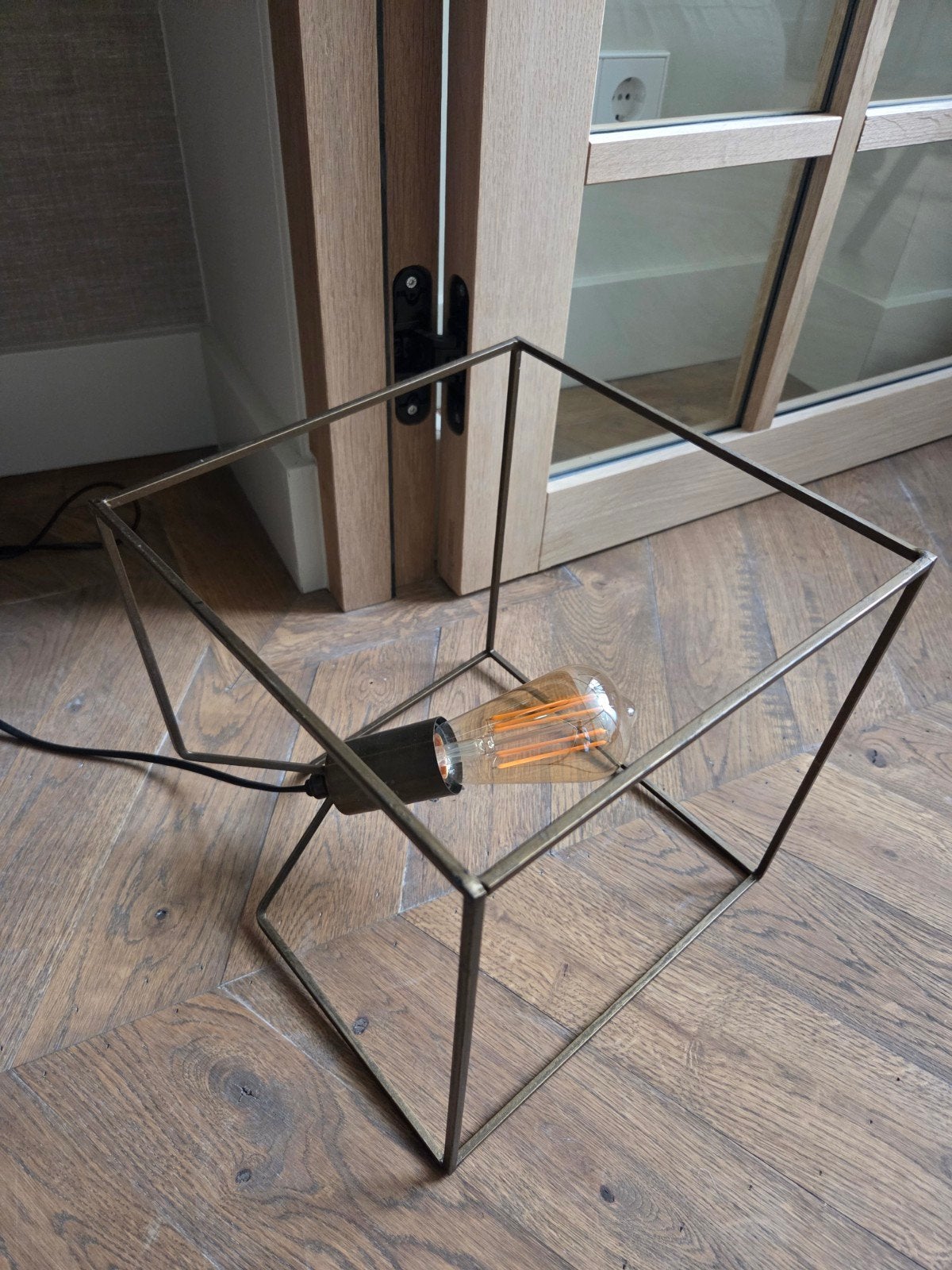Bronzen vloerlamp 25x25cm - Modern design, Ophalen, Gebruikt, Modern, Industrieel, E27 (groot)