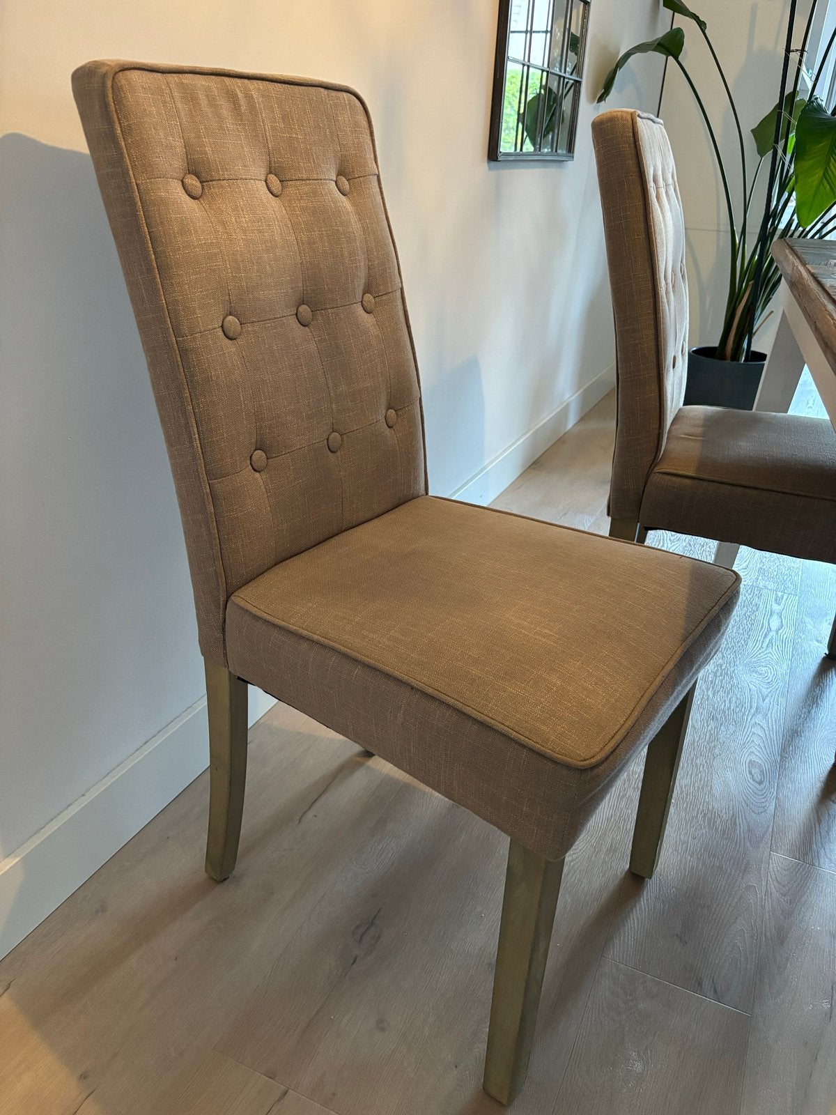 Set van 4 landelijke eetkamerstoelen - Taupe, Ophalen, Gebruikt, Bruin, Vier