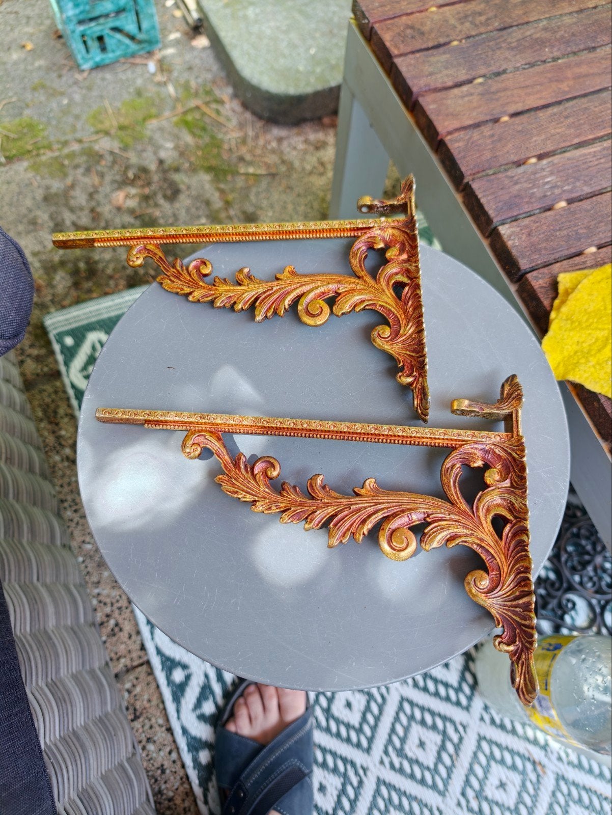Decoratieve messing plankdragers - set van 2, Antiek en Kunst, Antiek | Woonaccessoires, Ophalen of Verzenden