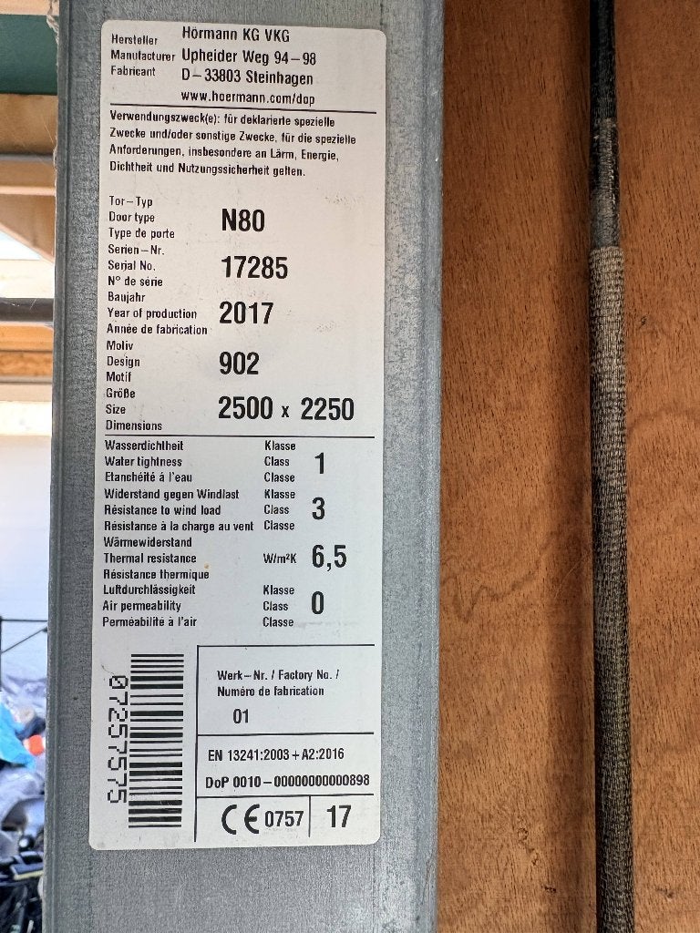 Hörmann stalen garagedeur, Doe-het-zelf en Verbouw, Deuren en Horren, Ophalen, Gebruikt, Garagedeur, Metaal
