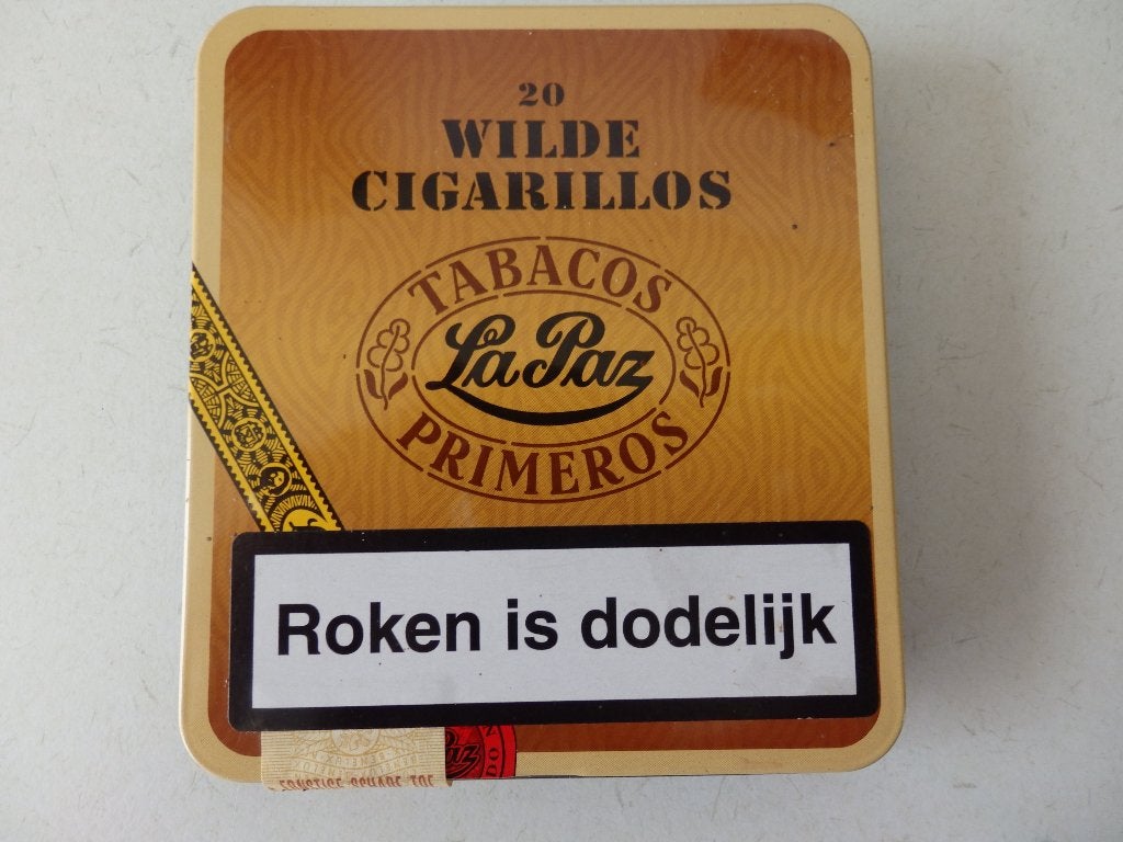 La Paz sigaren Primeros blikje, Ophalen of Verzenden, Gebruikt, Tabaksdoos of Verpakking