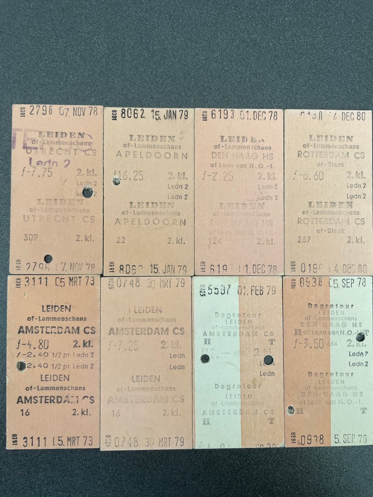Collectie oude treinkaartjes Leiden (jaren '70-'80), Verzamelen, Ophalen of Verzenden, 1960 tot 1980, Nederland, Knipsel(s)