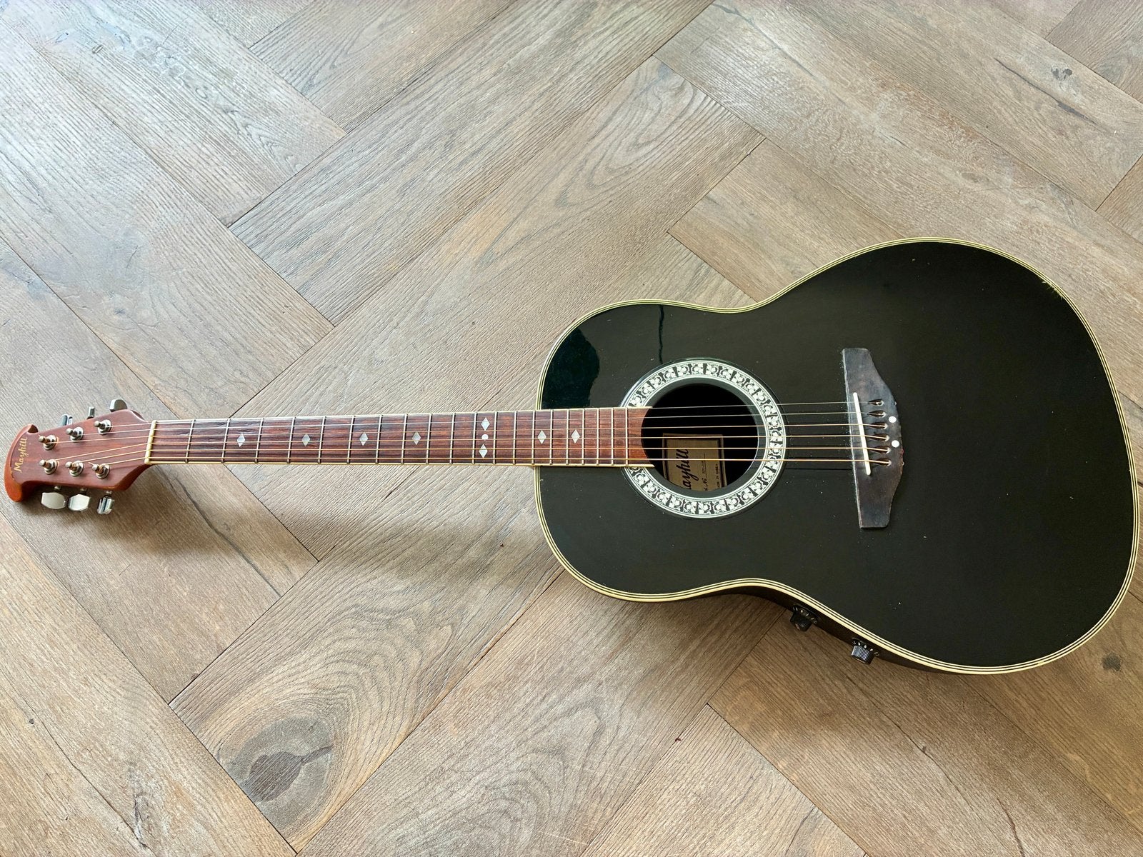 Mayhill akoustische gitaar - Zwart, Muziek en Instrumenten, Snaarinstrumenten | Gitaren | Akoestisch, Ophalen, Gebruikt, Western- of Steelstringgitaar
