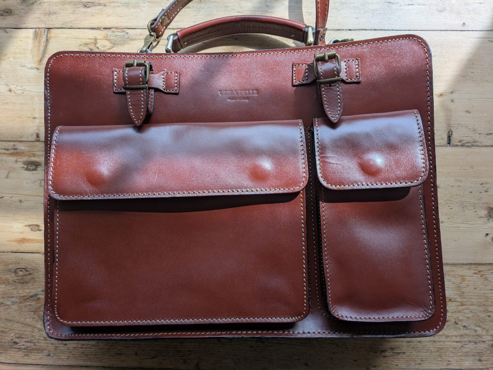 Leren Aktetas/Schoudertas - Vera Pelle, Made in Italy, Ophalen