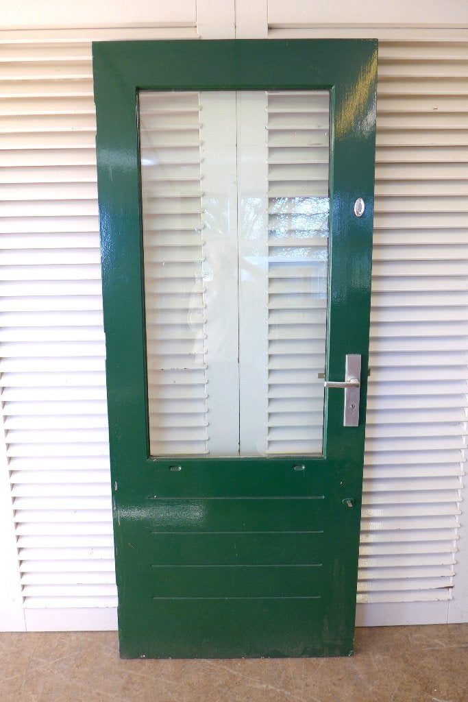 Hardhouten buitendeur achterdeur met dubbelglas, Ophalen, 80 tot 100 cm, Onbekend, Onbekend