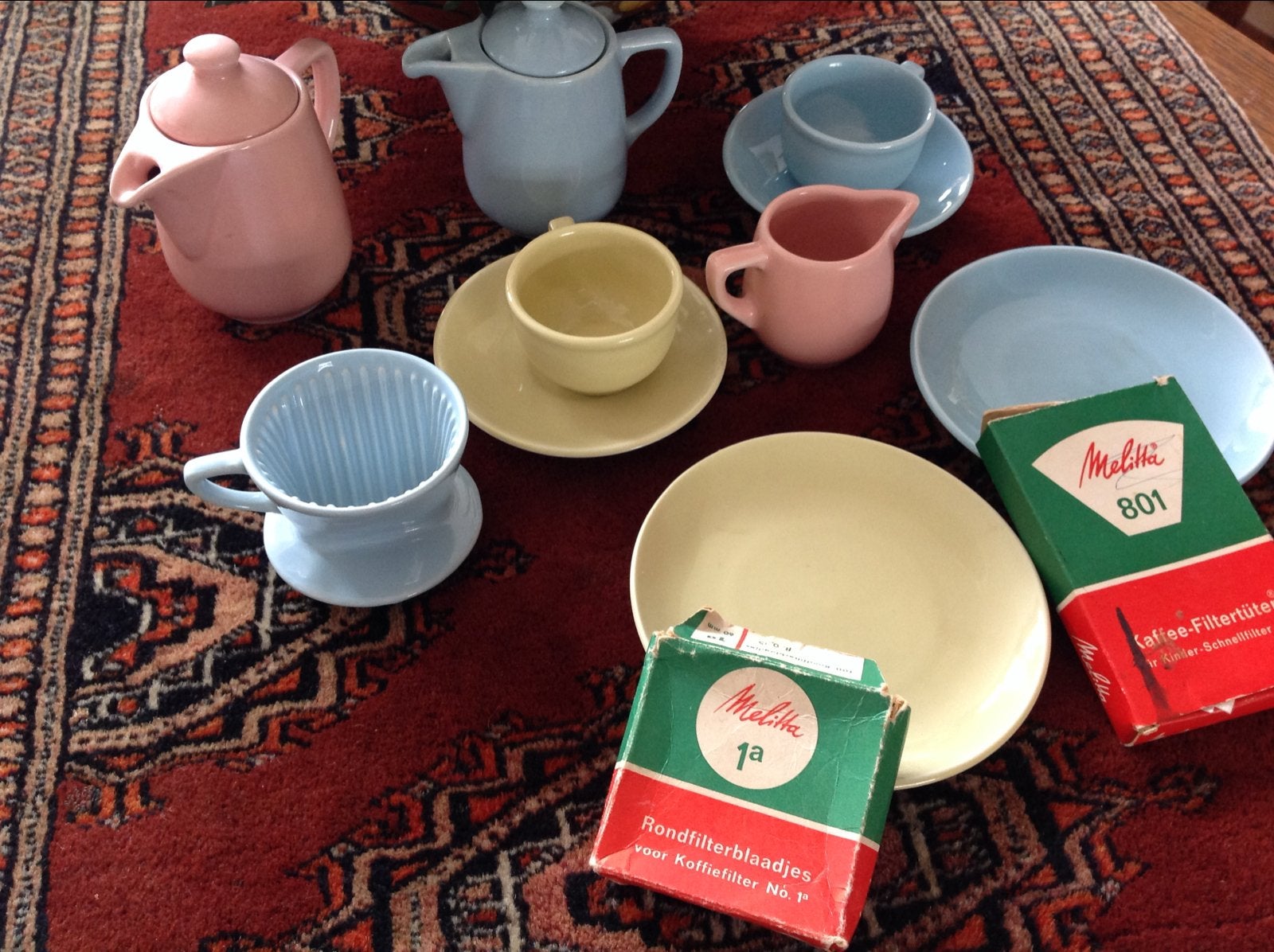 Vintage Melitta Kinderserviesje - Pastelkleuren, Ophalen of Verzenden